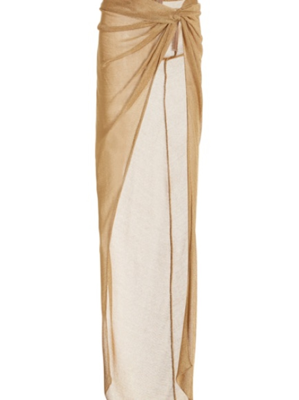LaQuan Smith Revolve Gold Knotted Metallic Mesh Maxi Skirt Runway - Picture 2 of 2